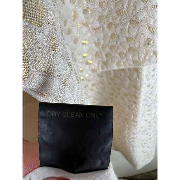 Cynthia Steffe Women's Diandra Metallic Dress Gold Cream Size 12 - Picture 9 of 9